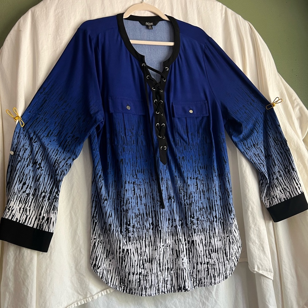 Slim Factor Lace Up Long Sleeve Tunic Size 2X
